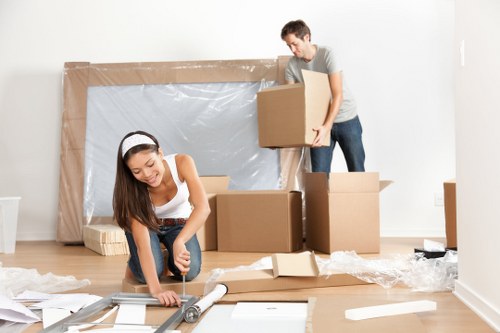 Removal truck hire service vehicle in Ilford residential area