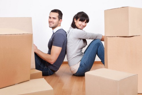 House move packing boxes arranged for Ilford relocation and storage